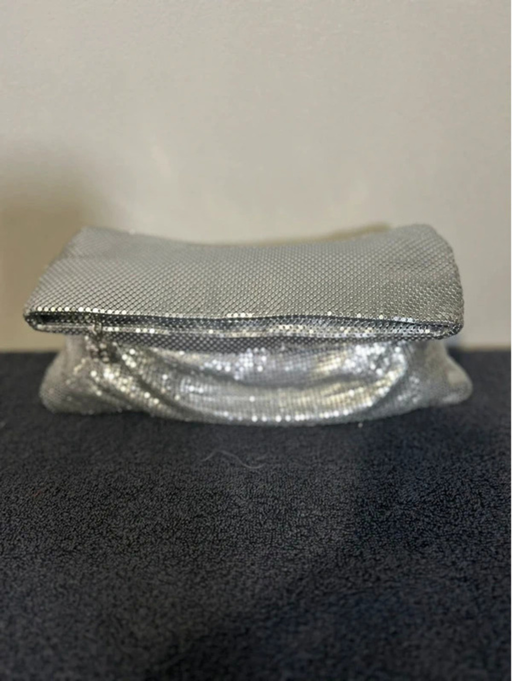 Bcbgmaxazria Brighton Silver Mesh Clutch Evening Bag NWT Metallic Party Purse